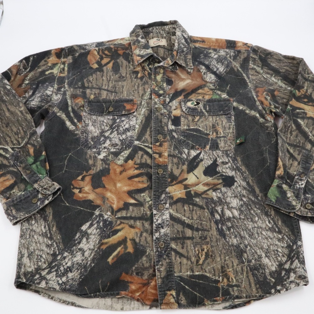 Mossy Oak Camouflage‎ Button Down Shirt Mens Large Multicolor Break-Up Cotton